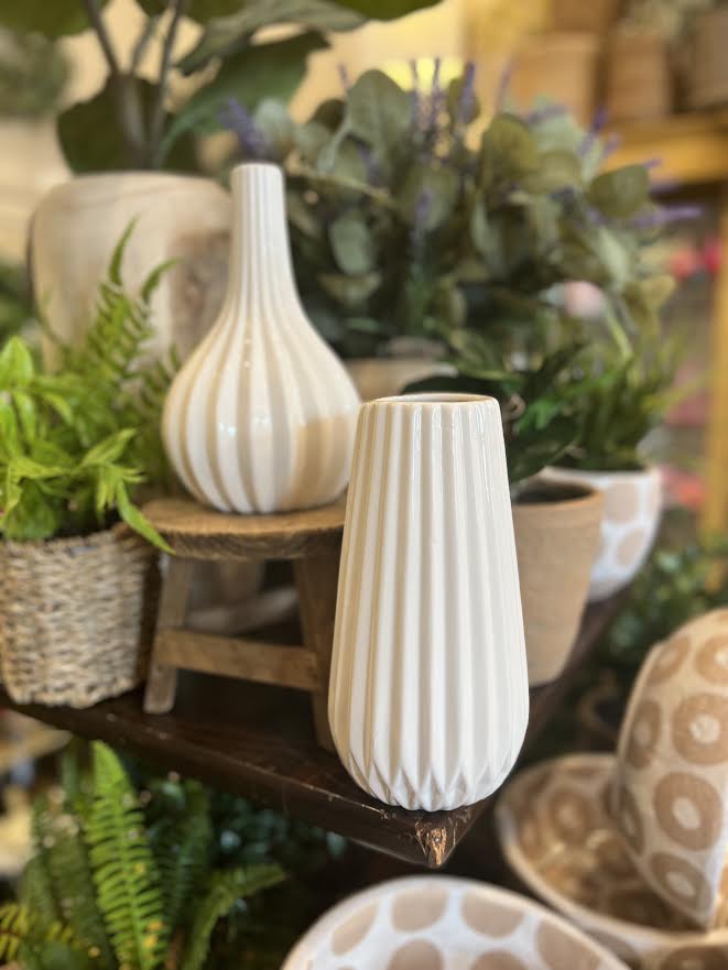 White Porcelain Accordion Vases