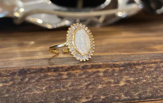 Mother of Pearl Virgin Mary Ring