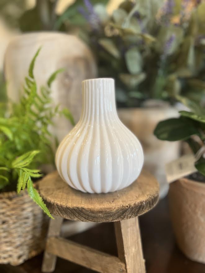 White Porcelain Accordion Vases