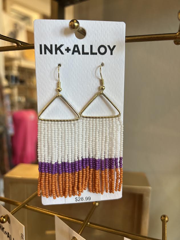 Whitney Checkered Beaded Fringe Earrings