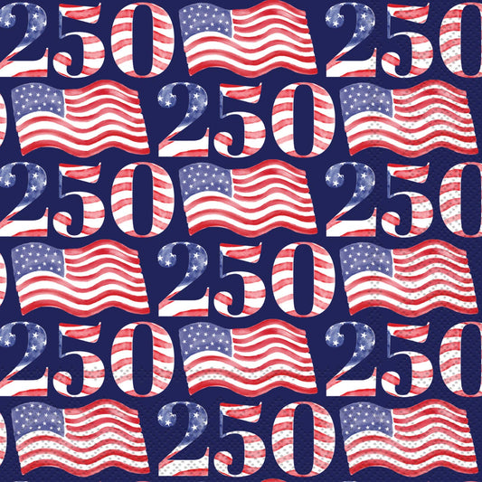 Paper Cocktail Napkin 20Ct USA 250 Flags Semiquincentennial