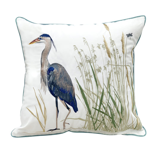 Blue Heron Left & Saltmarsh Indoor/Outdoor Pillow