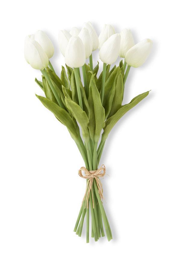 Real Touch Mini Tulip Bundle - White- (12 Stems)