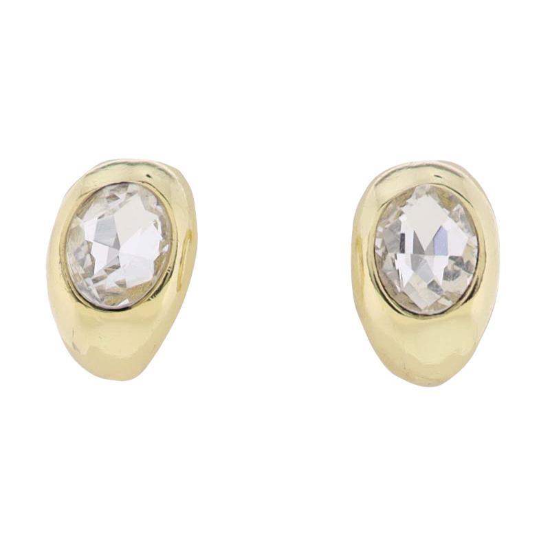 Gold Plated Hoop Earring w/Clear Large Crystal