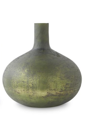 Antique Olive Green Matte Glass Bottle Vases (3 styles)