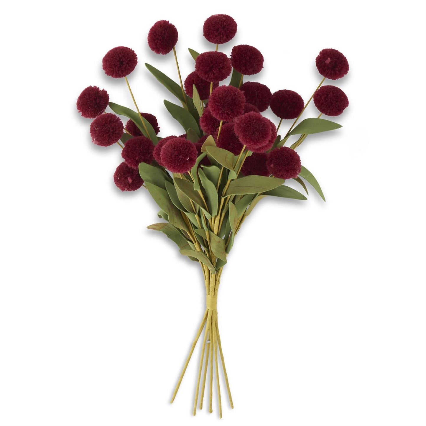 Burgundy PomPom Pick w/Green Eva Leaves Bundle