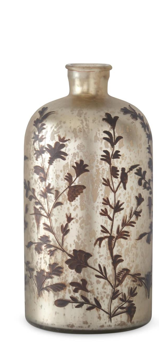 Brown Floral Champagne Mercury Glass