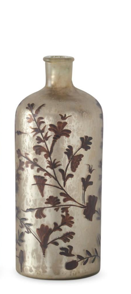 Brown Floral Champagne Mercury Glass
