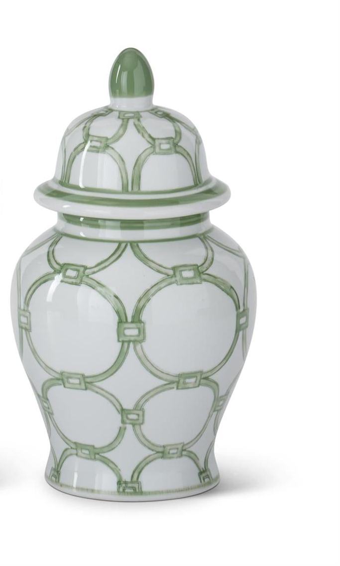 Green & White Ceramic Ginger Jars (2 Sizes)
