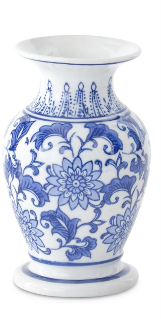 Blue & White Ceramic Chinoiserie Bud Vases