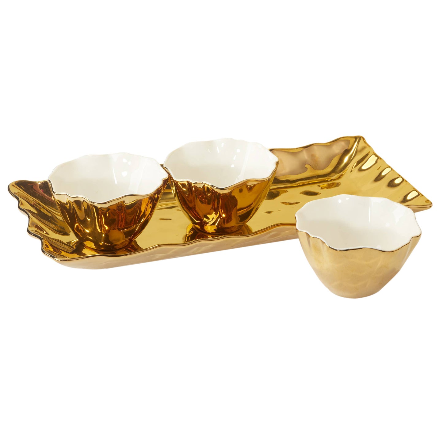 Gold Coast 4 pc. Tray w Bowls 14x6.25(bowls 4.25x4)