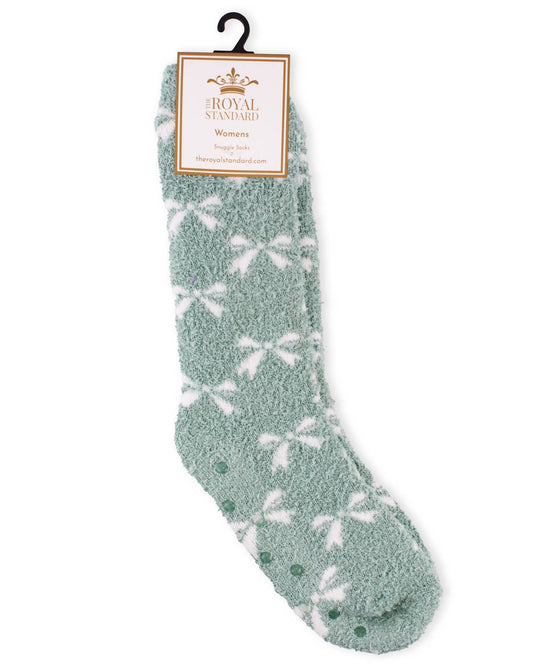 Women's Hannah Bow Snuggle Socks Light Blue One Size