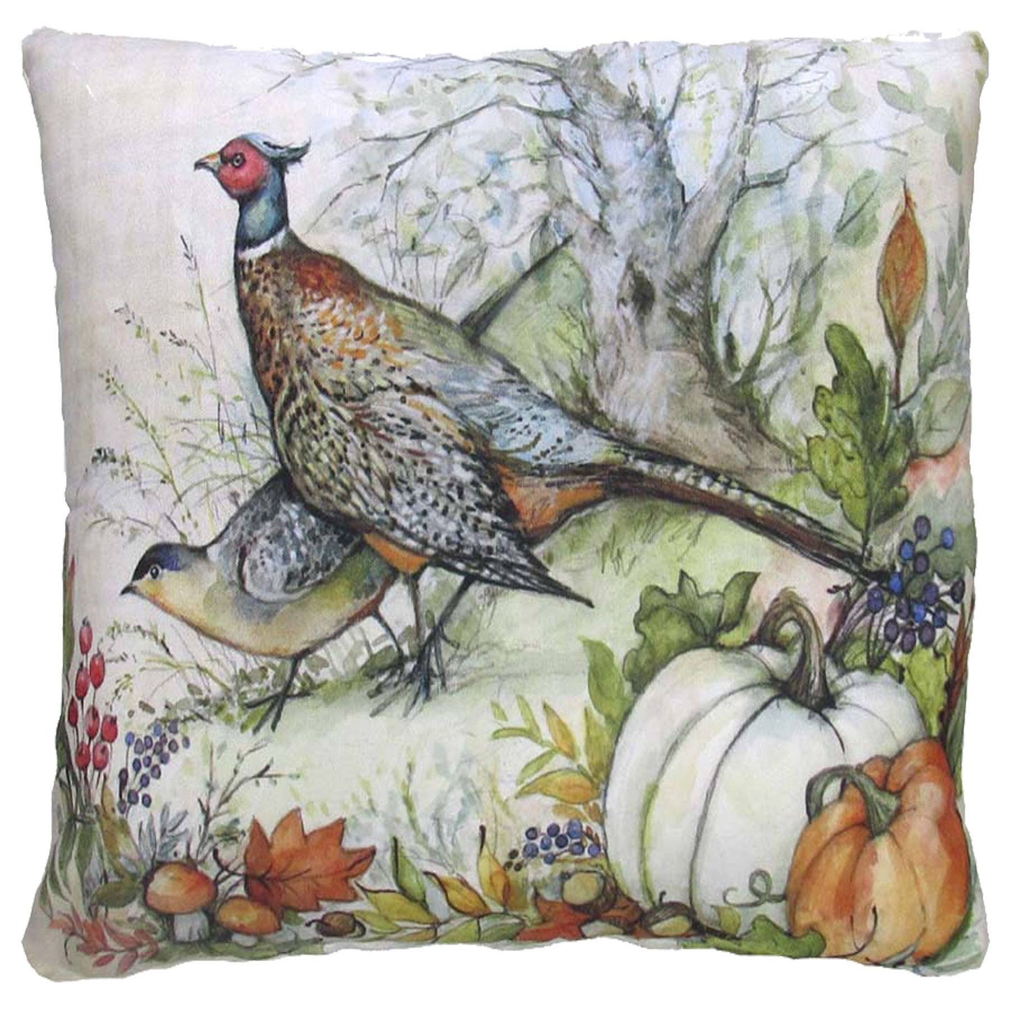 Pillow - Fall Pheasants - indoor / outdoor cushion: 19x24