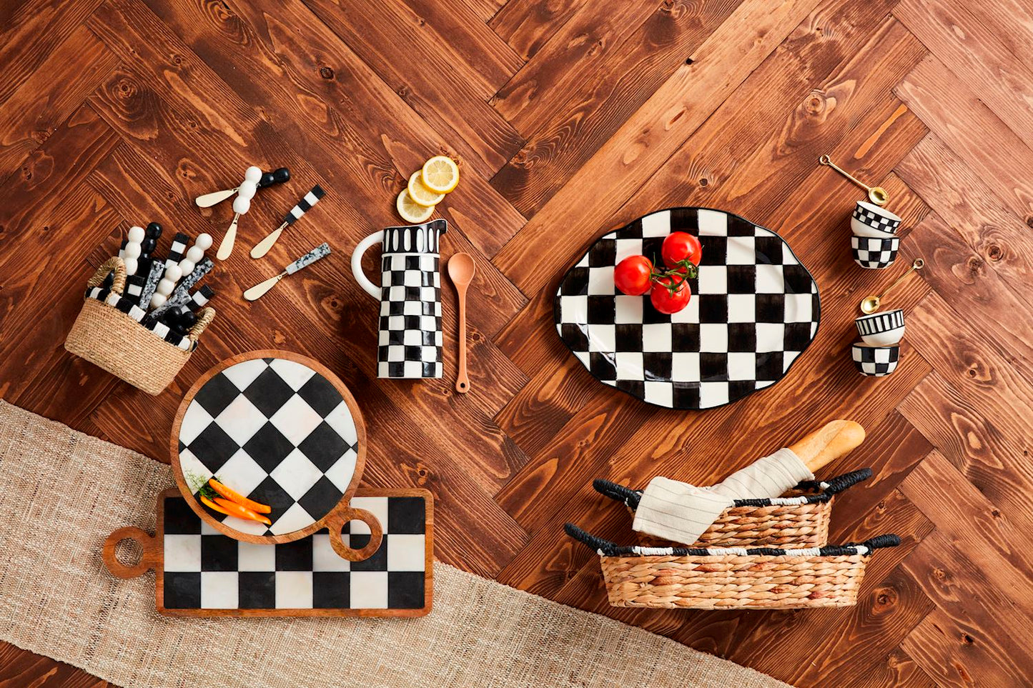 Black & White Check Platter