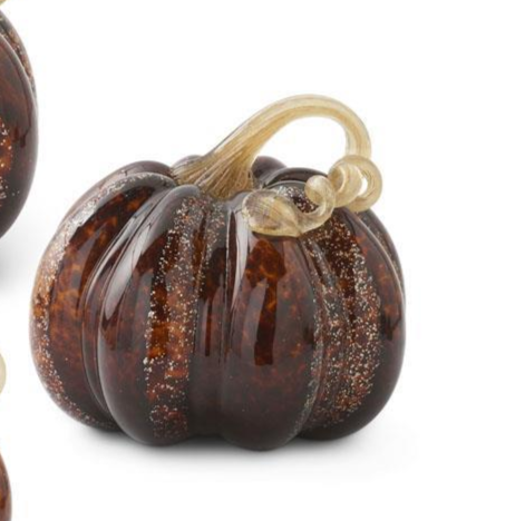 Brown Speckled Handblown Glass Pumpkins (3 Sizes)