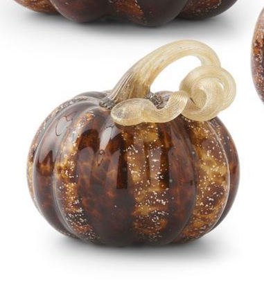 Brown Speckled Handblown Glass Pumpkins (3 Sizes)