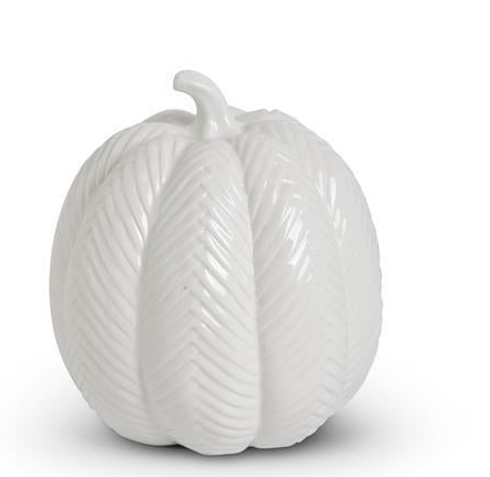 White Ceramic Chevron Embossed Pumpkins (4 Styles)
