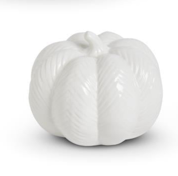 White Ceramic Chevron Embossed Pumpkins (4 Styles)