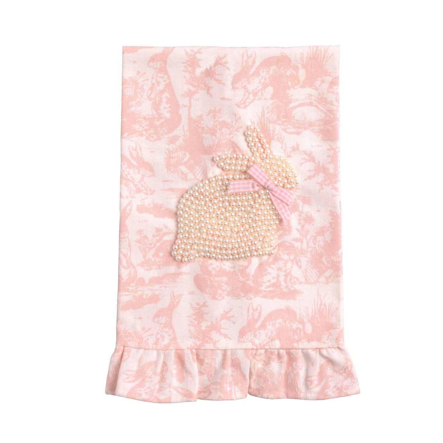 Pink Toile Bunny Pearl Towel