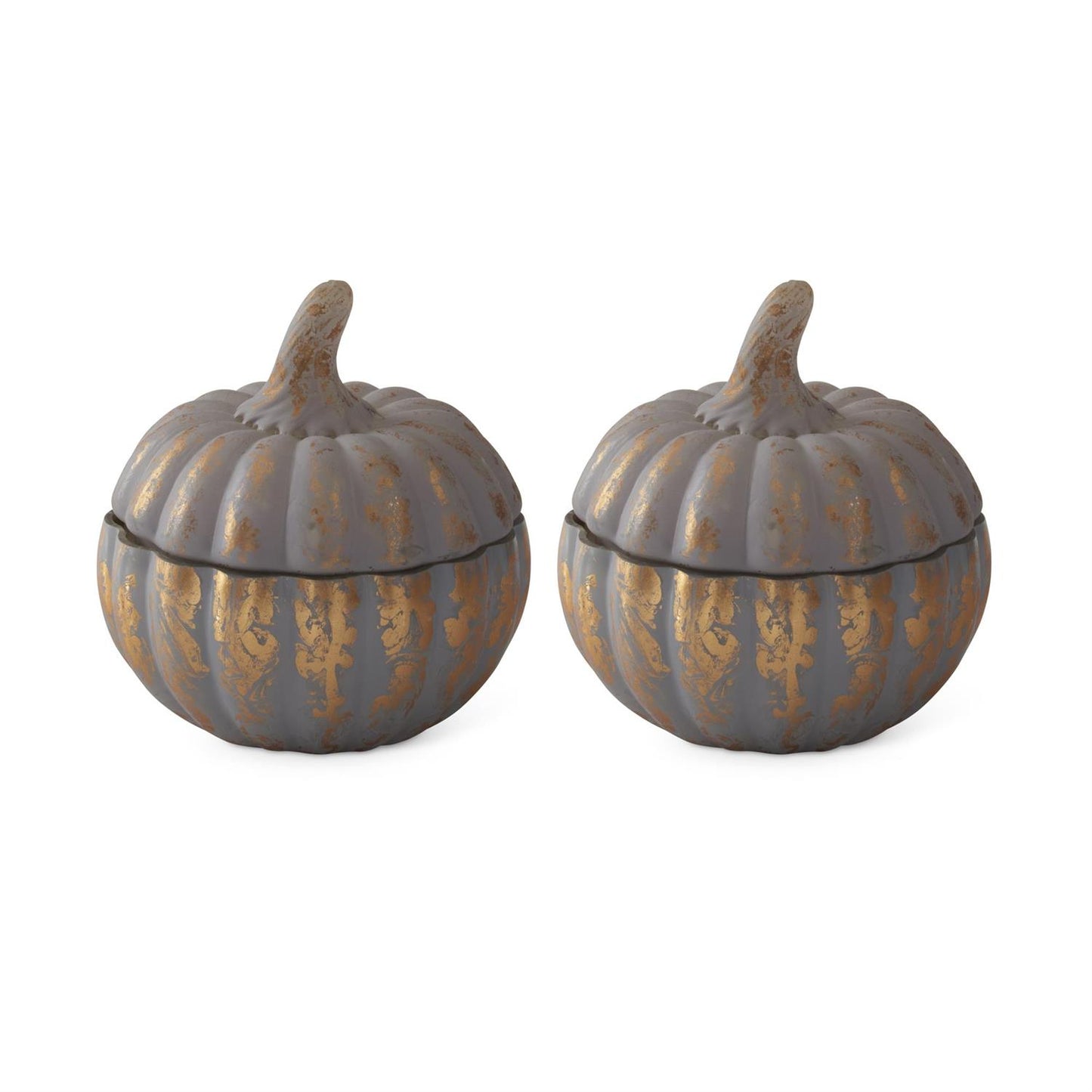 Matte Blue Gold Gilded Pumpkin Poured Candle (2 Scents)