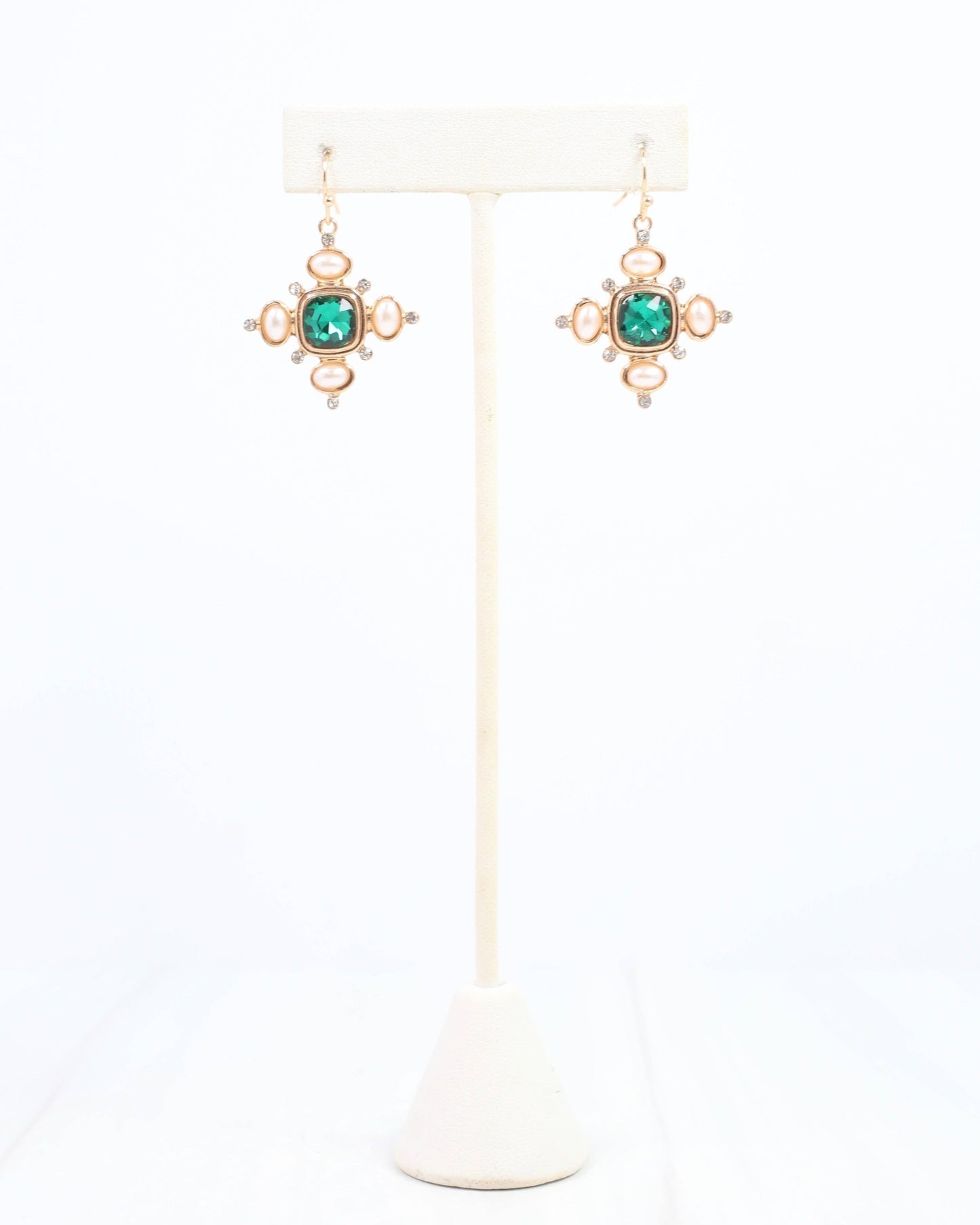 Conifer Crystal and Pearl Earring Green: Default