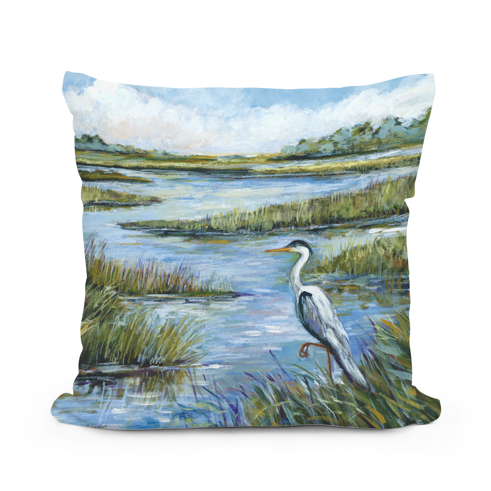Pillow - Heron Marsh - indoor / outdoor cushion: 19x24