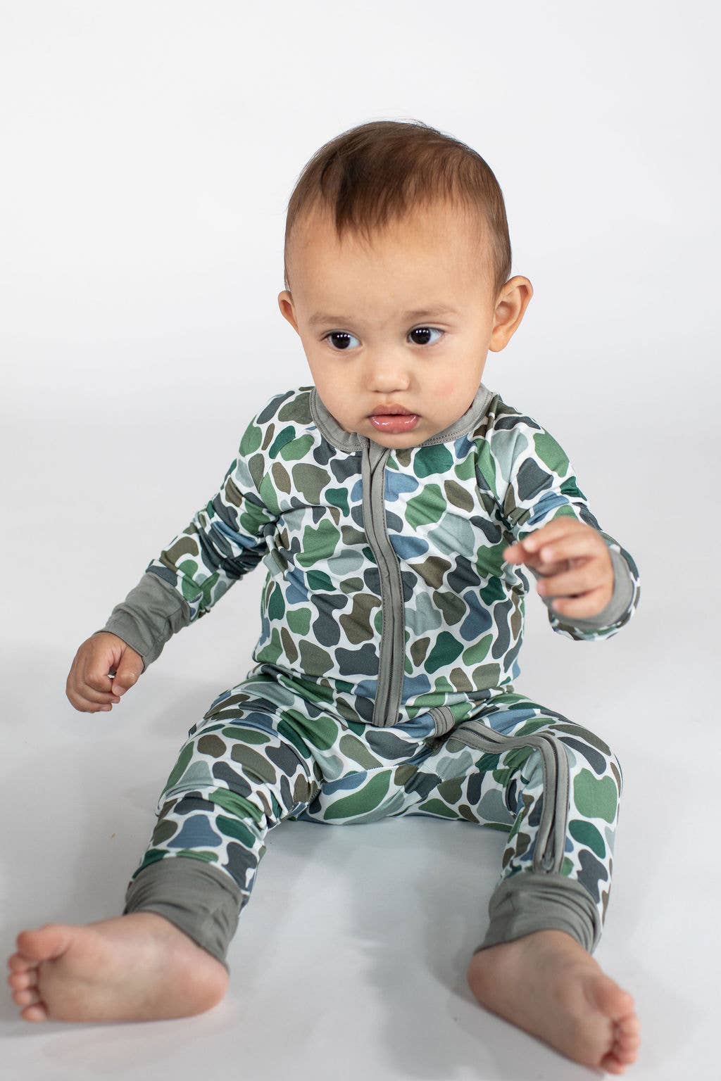 Pebble Camo - Zip Convertible PJs: 0-3M