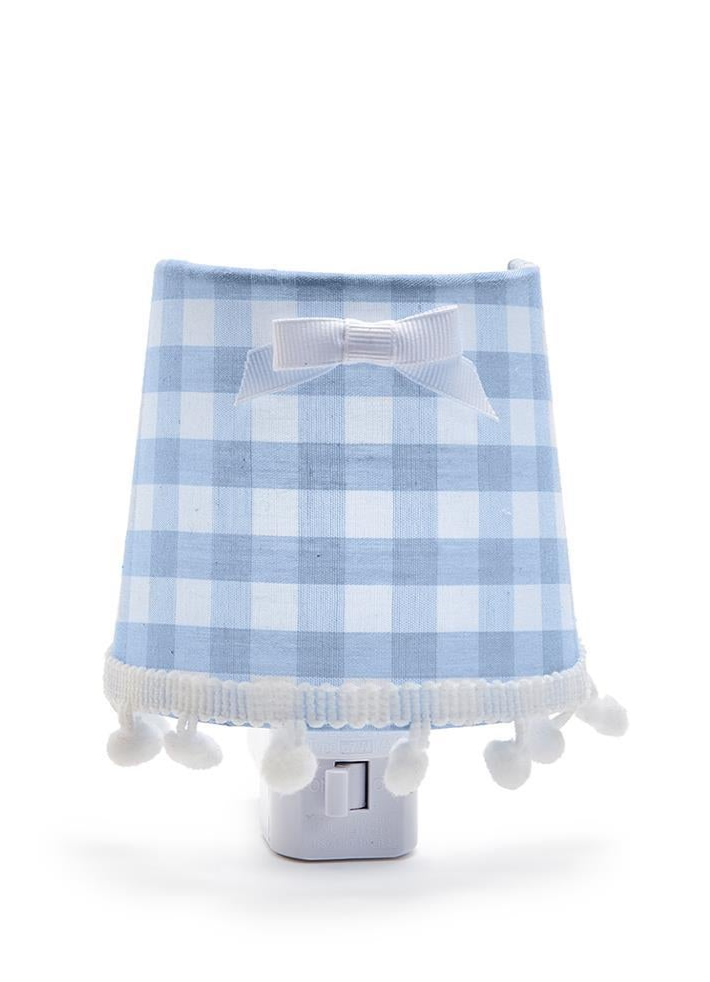 Gingham Nightlight w/Bow and Pom Pom Trim in Gift Box (2 Colors)