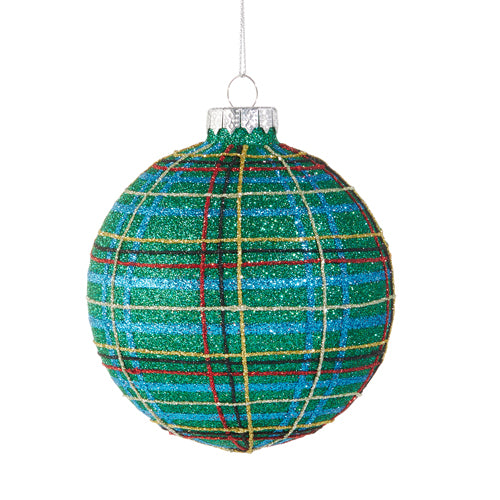 Blue Plaid Ball Ornament