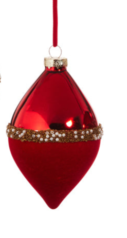 Red Pearl Banded Velvet Ornament (2 Styles)