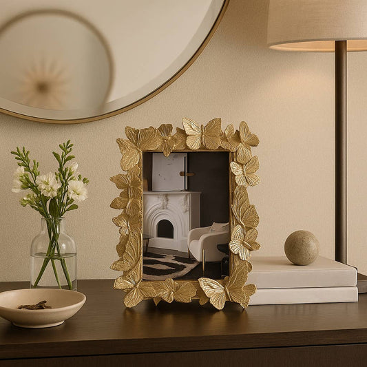 Photo Frame - Gold Resin Butterflies Border, 4x6 in.