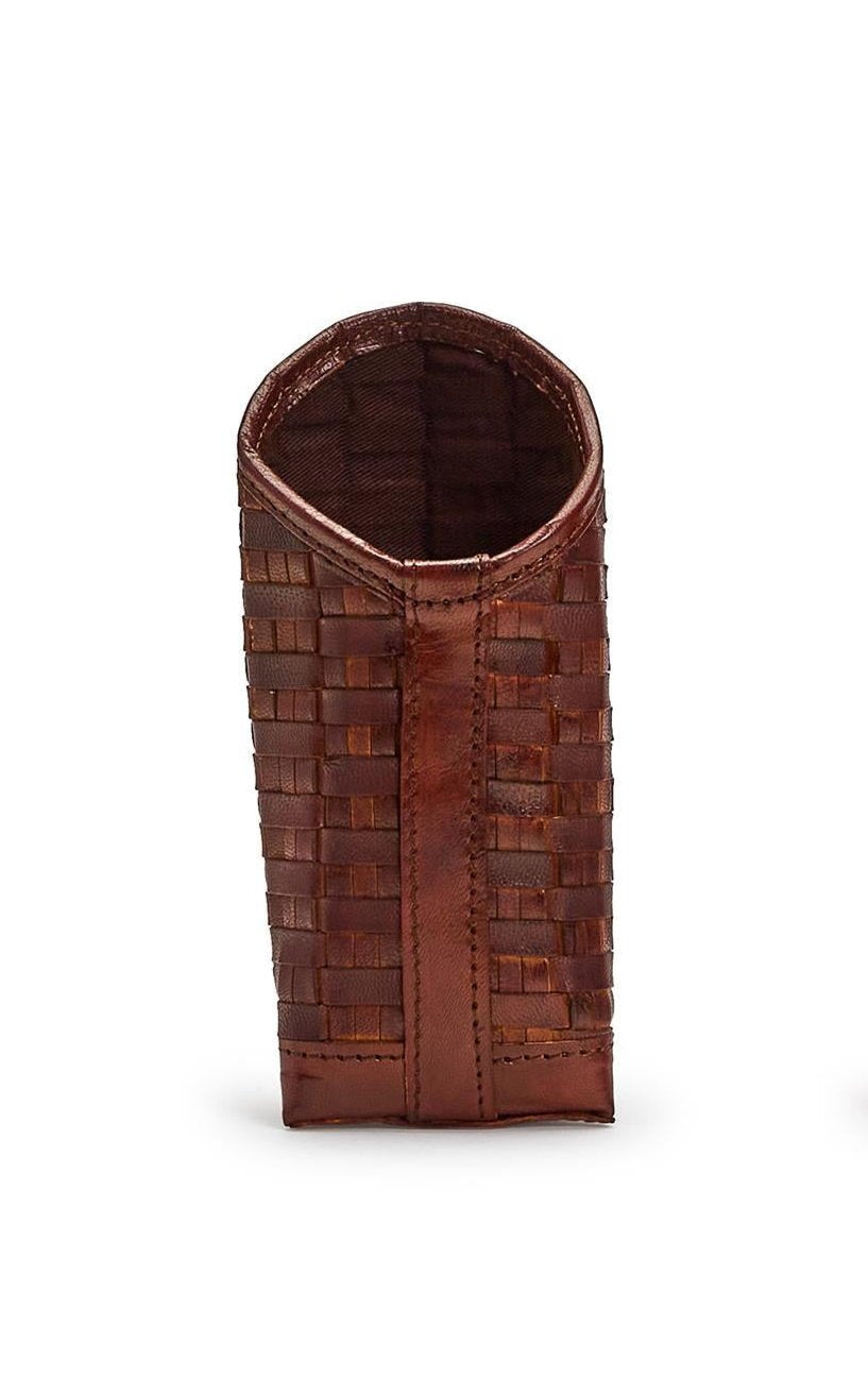 Chestnut Woven Genuine Leather Standing Eyeglass Holder (2 styles)