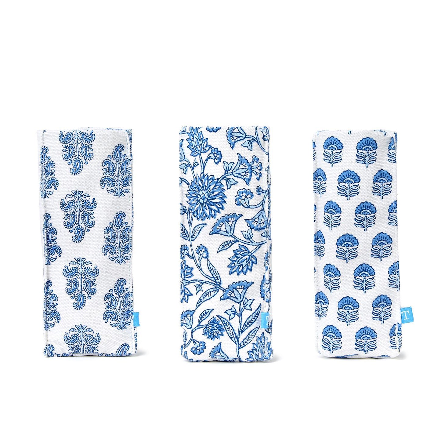 Looking Good Blue Block Print Standing Triangular Weighted Eyeglasses/Accessory Holder (3 Styles)