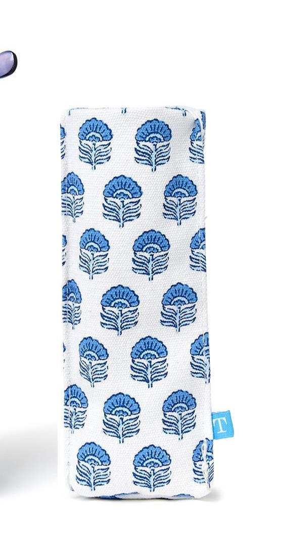 Looking Good Blue Block Print Standing Triangular Weighted Eyeglasses/Accessory Holder (3 Styles)