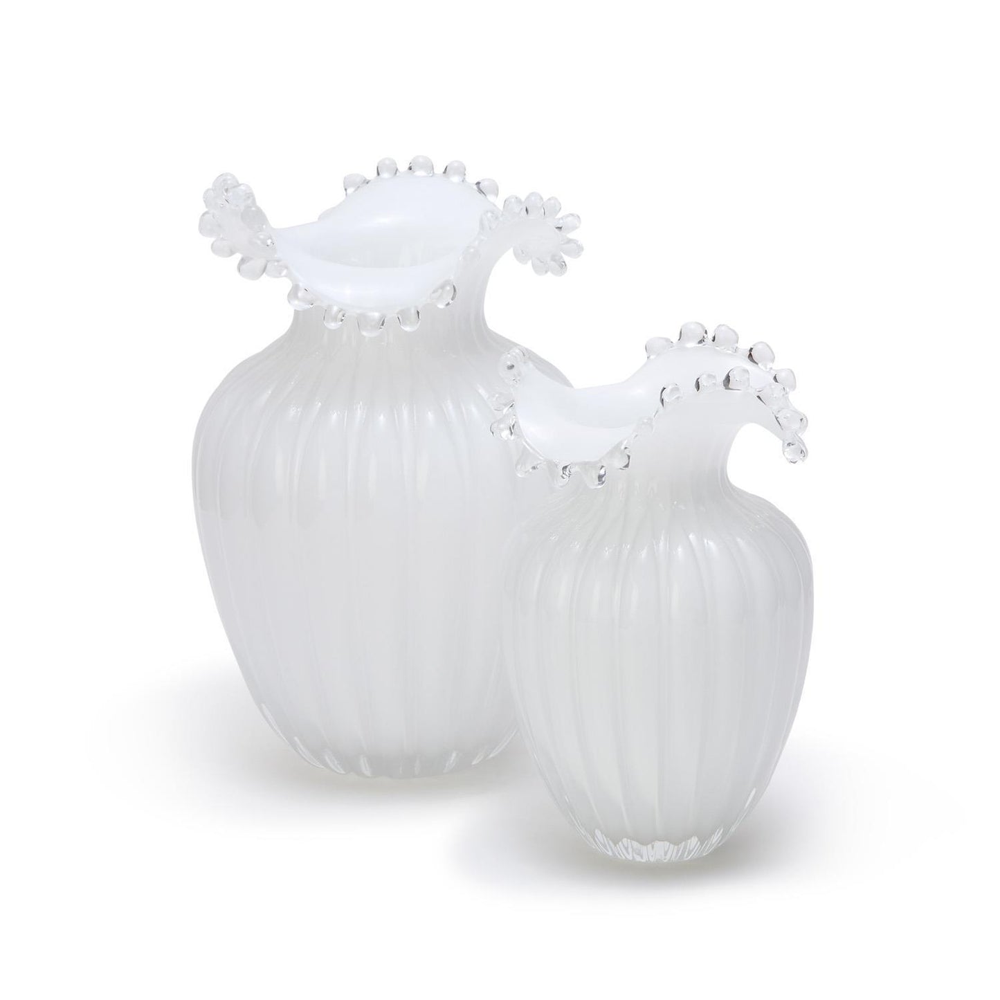 Glass Pearl White Vases (2 Sizes)