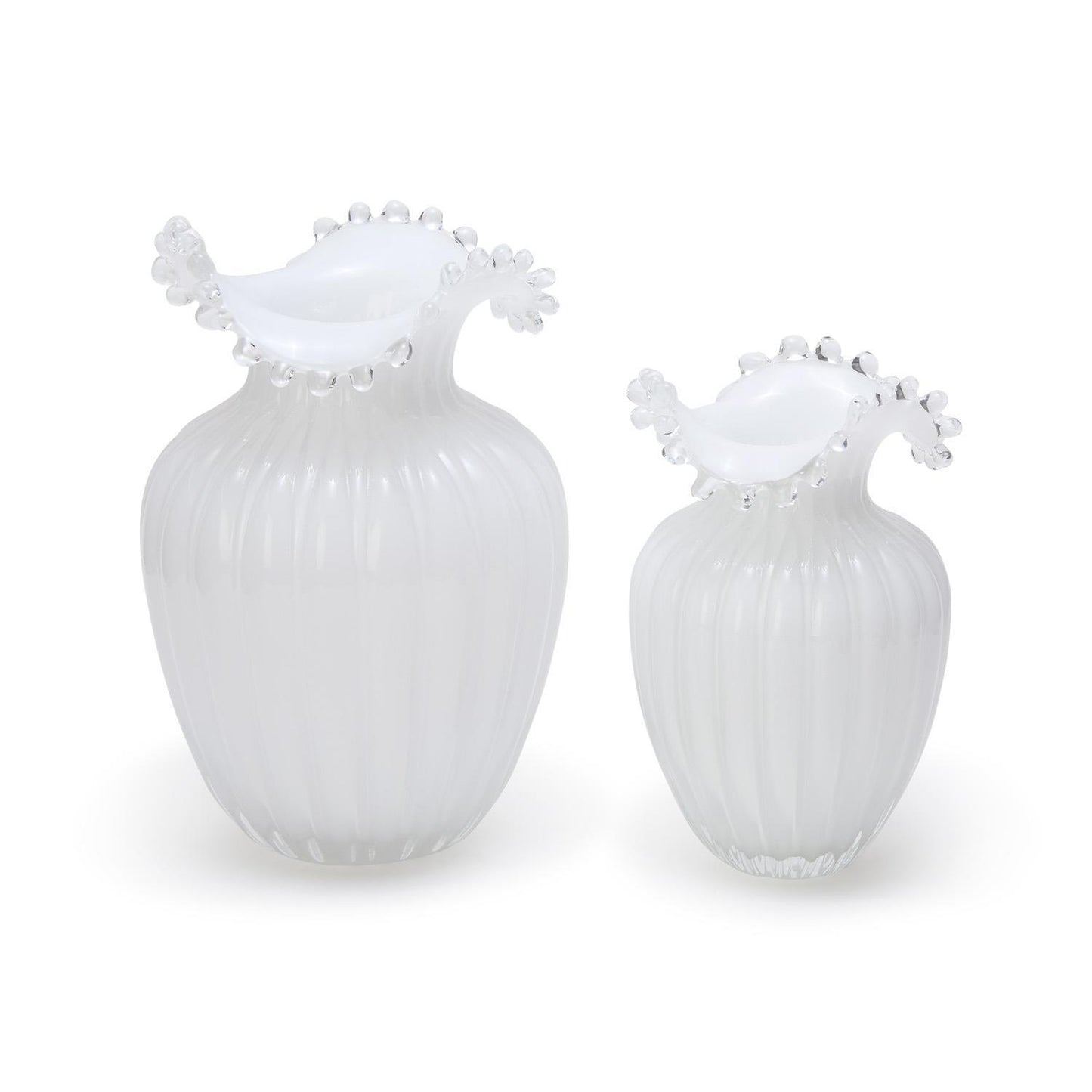 Glass Pearl White Vases (2 Sizes)