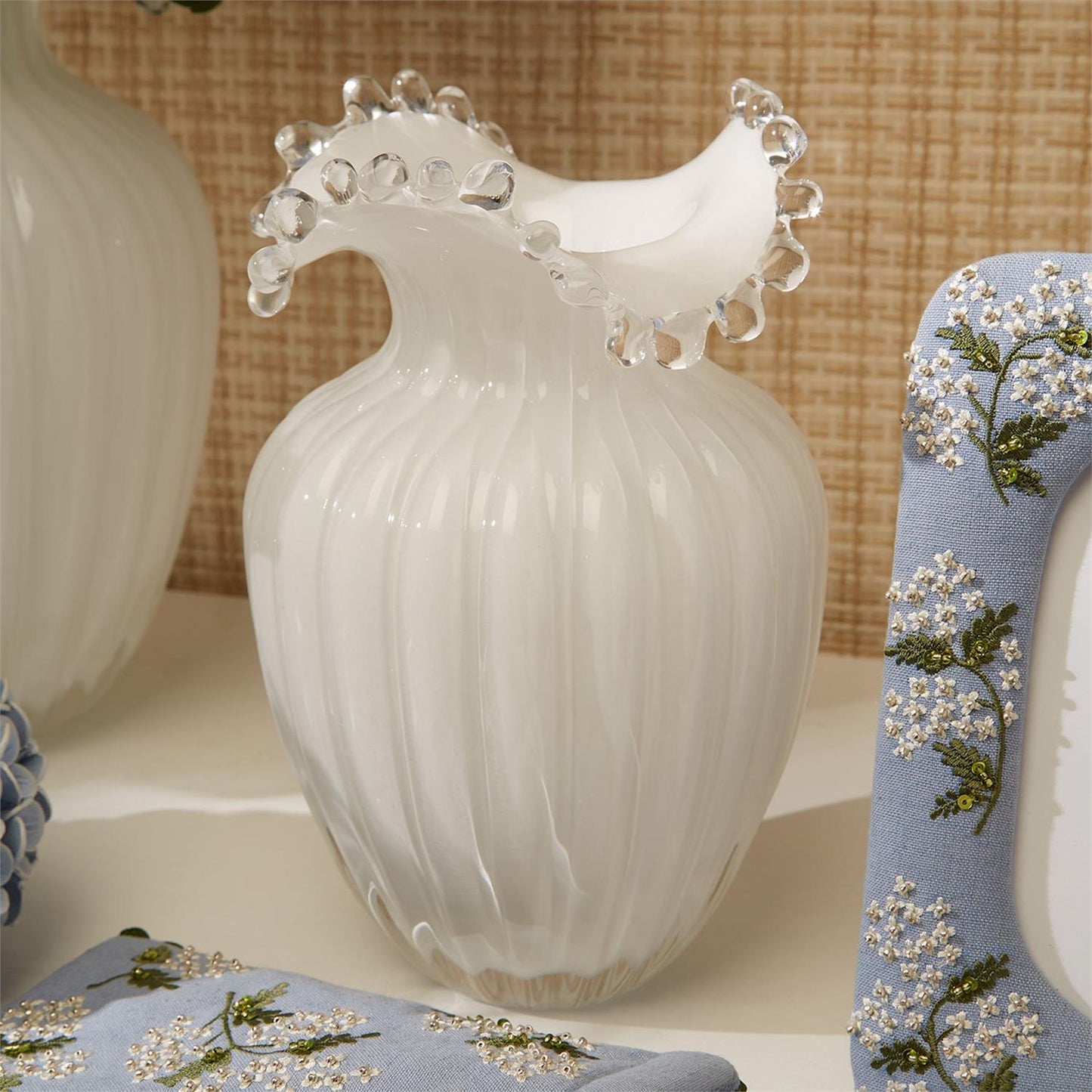 Glass Pearl White Vases (2 Sizes)