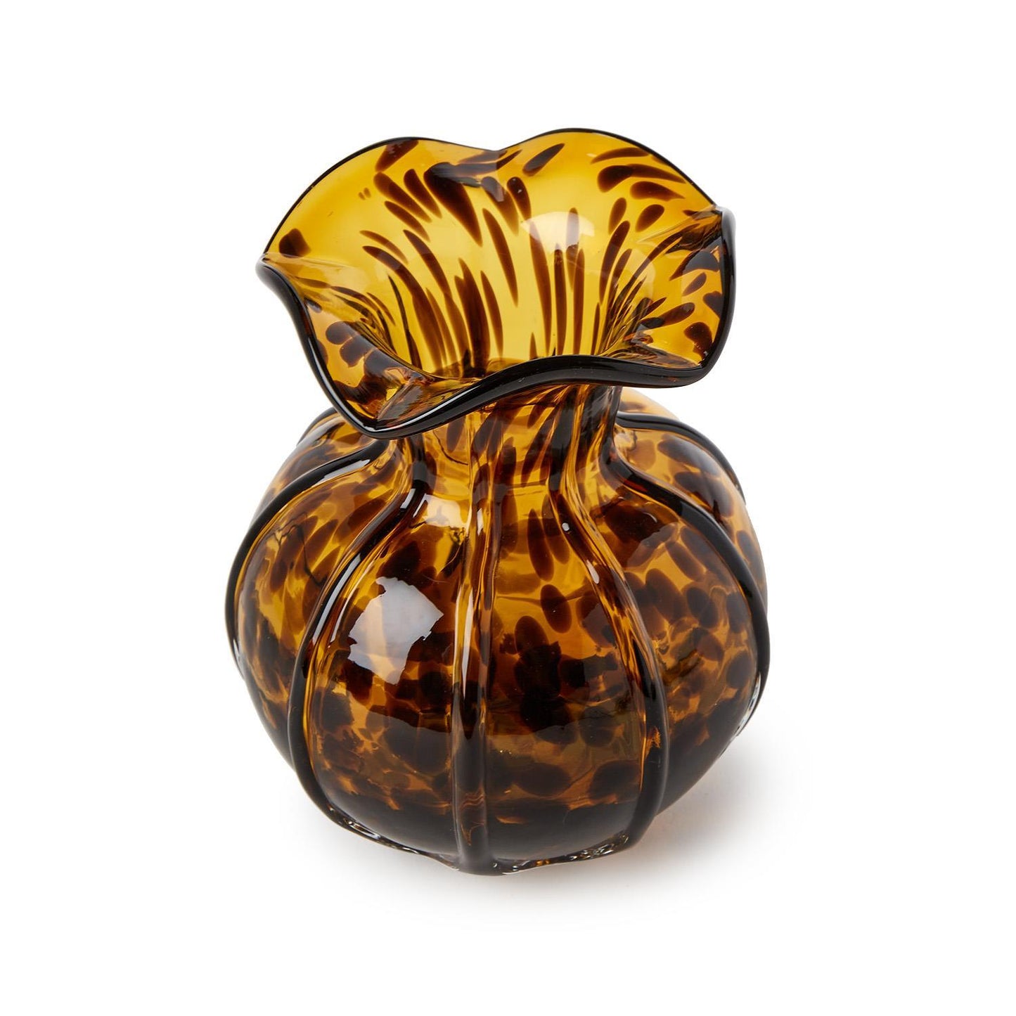 Ruffled Tortoise Print Vase (Color May Vary) Glass