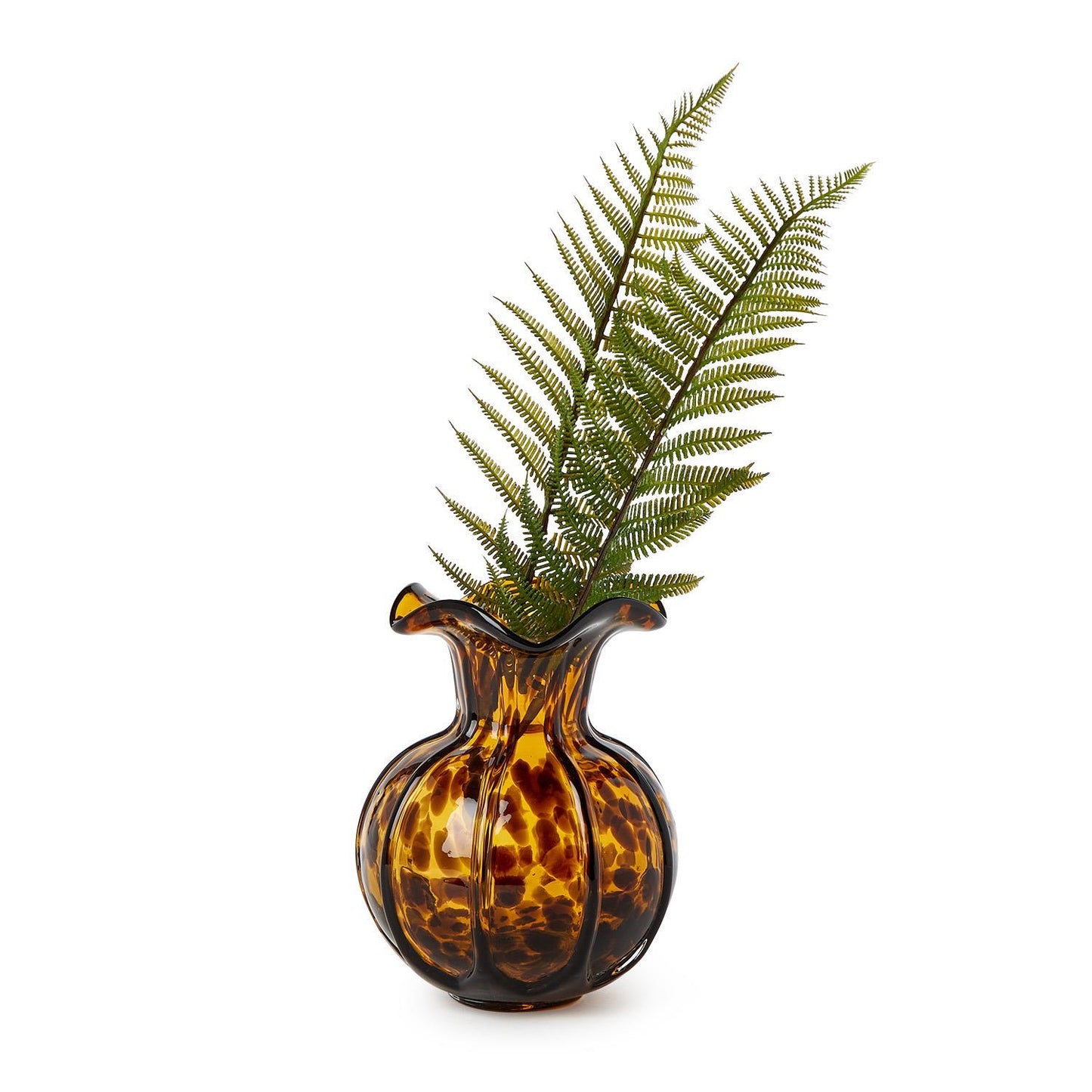 Ruffled Tortoise Print Vase (Color May Vary) Glass