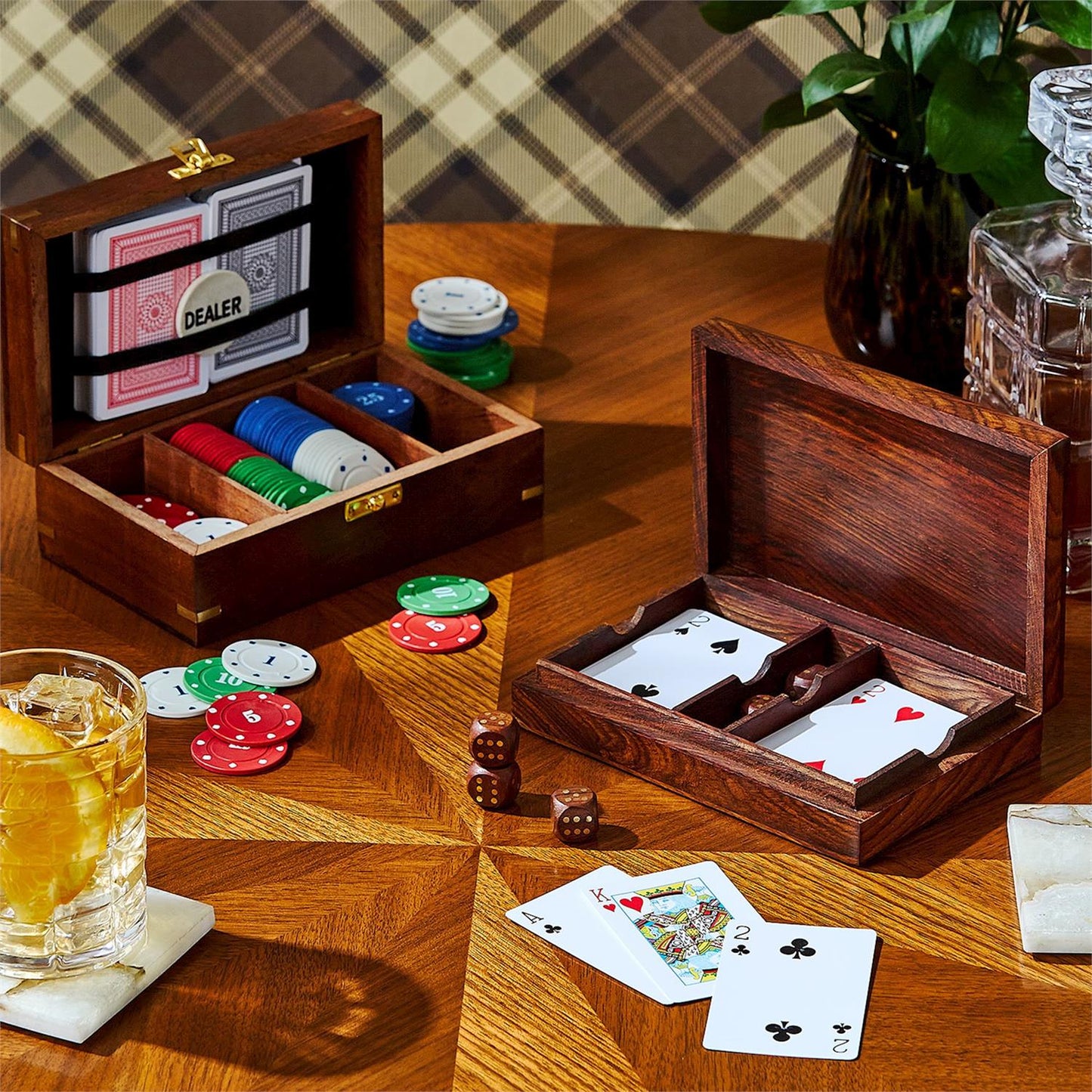 Turf Club Poker Set in Hand-Crafted Wood Box