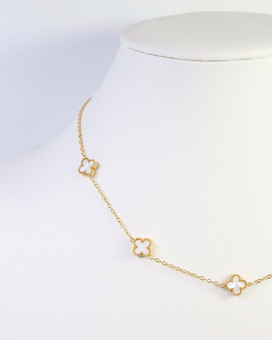 Vineland Mother of Pearl Clover Necklace WR Gold