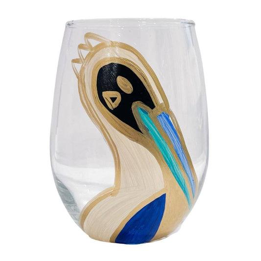 Painted Stemless Wine Glass