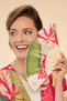 Satin Fan Delicate Tropical in Dark Rose