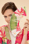 Satin Fan Delicate Tropical in Dark Rose