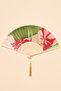 Satin Fan Delicate Tropical in Dark Rose