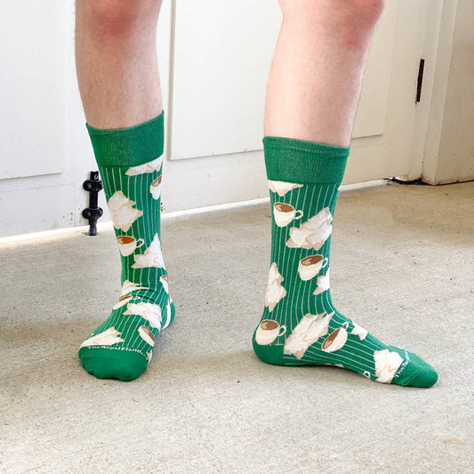 Men's Beignet Socks Green/Tan/White One Size