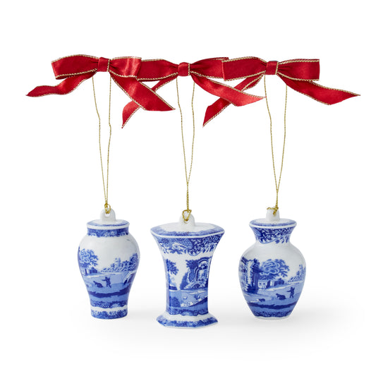 Blue Italian Mini Urn Ornaments (Set of 3)