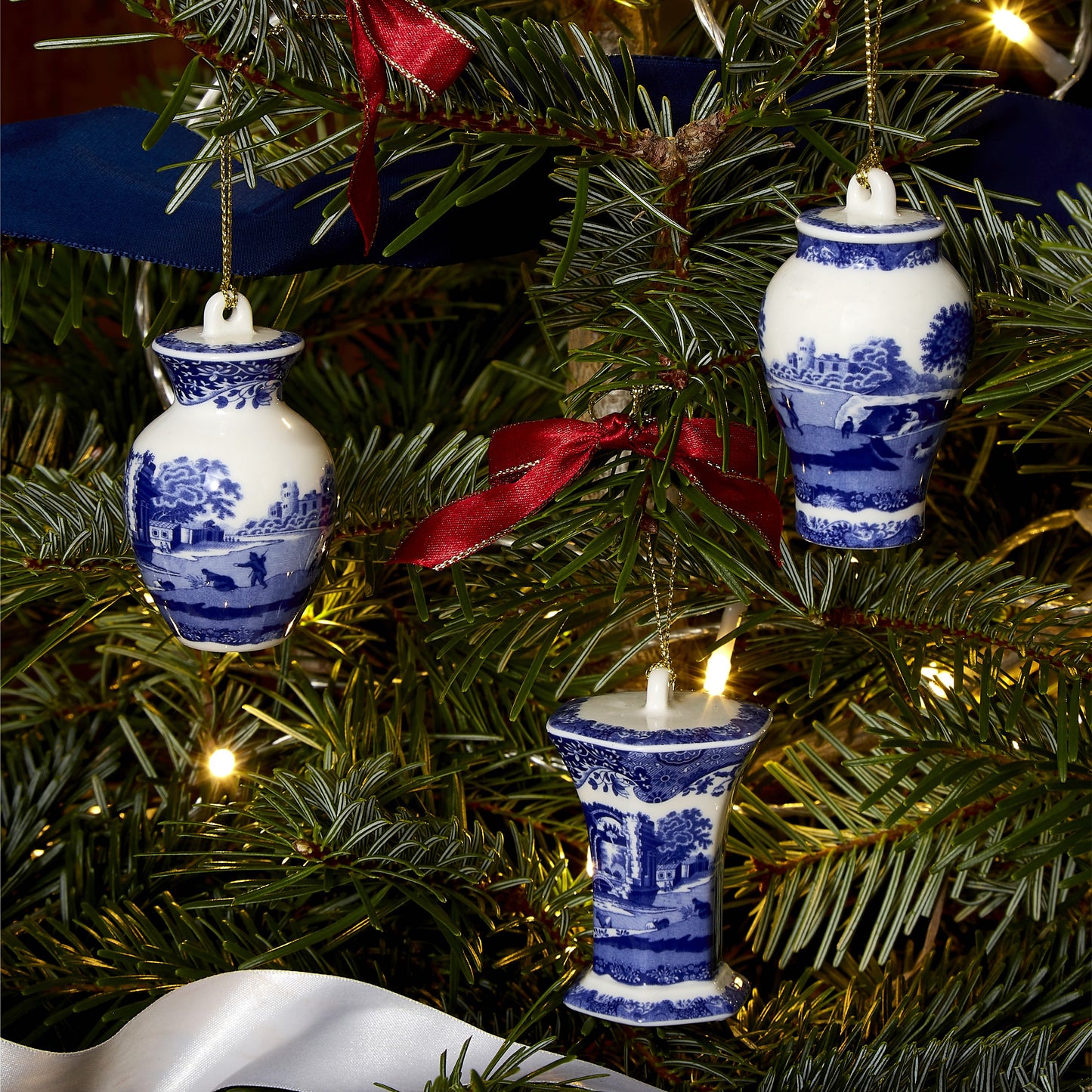 Blue Italian Mini Urn Ornaments (Set of 3)