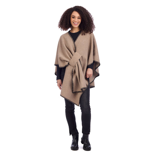 Oatmeal Hayword Blanket Stitch Poncho