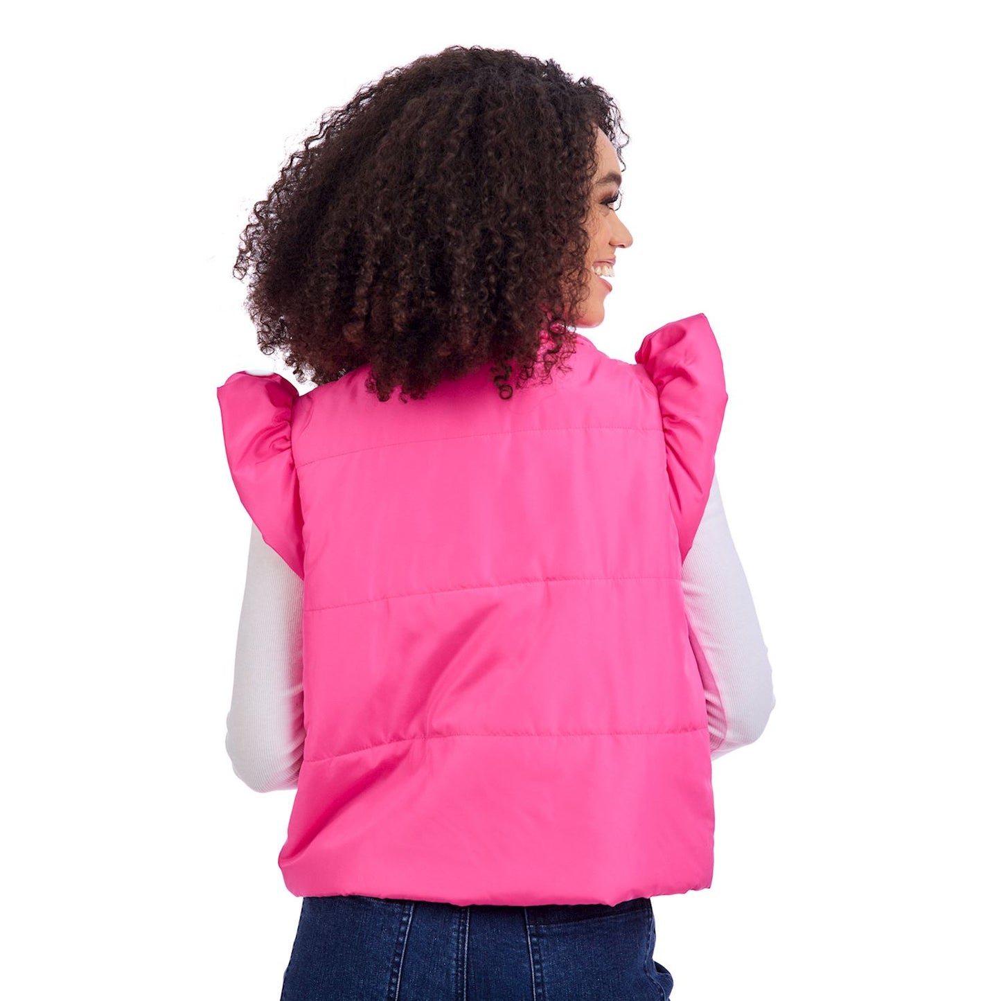 Pink Lile Ruffle Quilted Vest